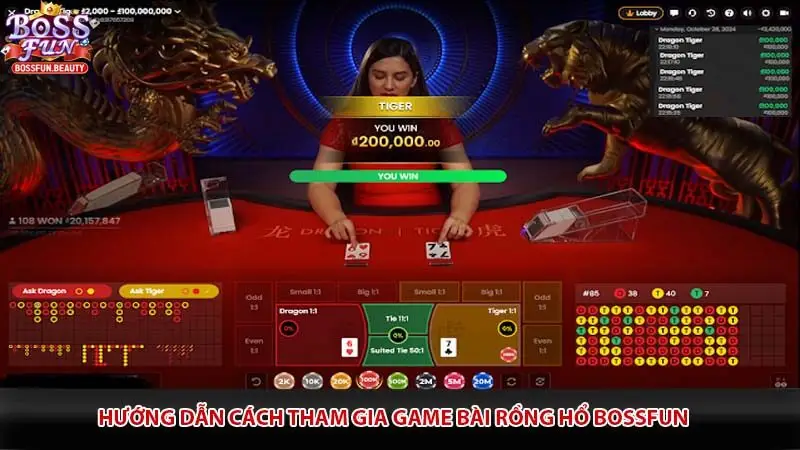 Hướng dẫn cách tham gia game bài rồng hổ Bossfun 